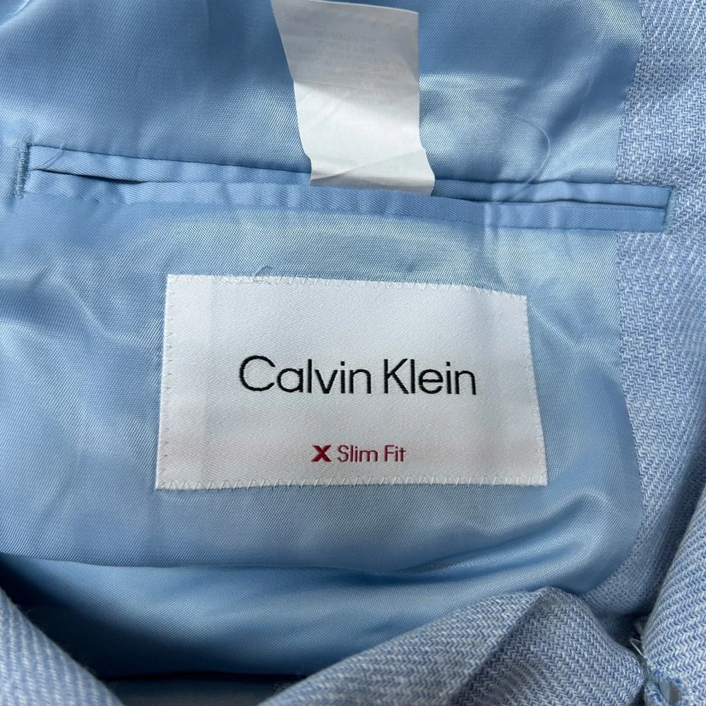 Calvin Klein Slim Fit Sport Coat Mens 38R 38‎ Light Blue Modern Fit Stretch $295